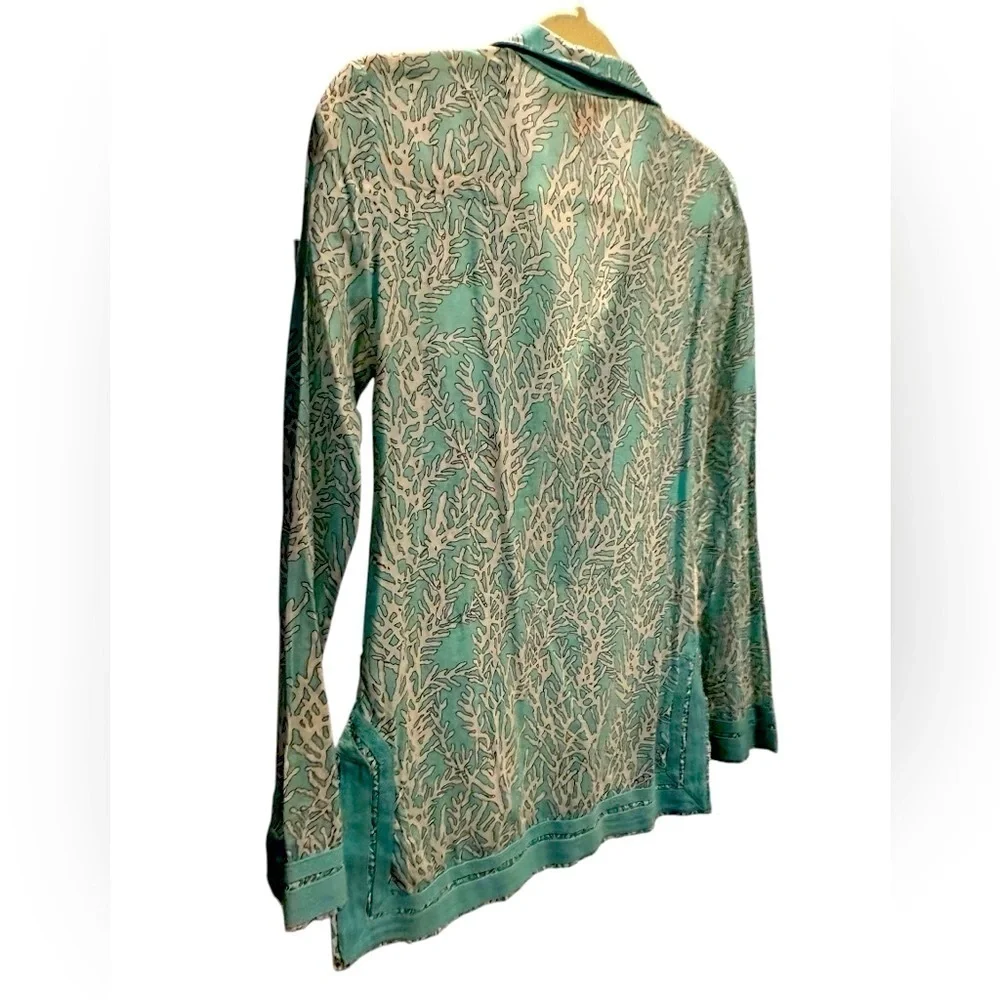 Tory Burch Teal and White Tunic size 0